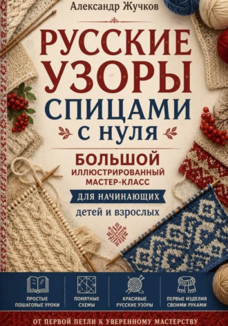 Русские узоры спицами с нуля. Большой иллюстрированный мастер-класс для начинающих детей и взрослых , Русские узоры спицами с нуля. Большой иллюстрированный мастер-класс для начинающих детей и взрослых